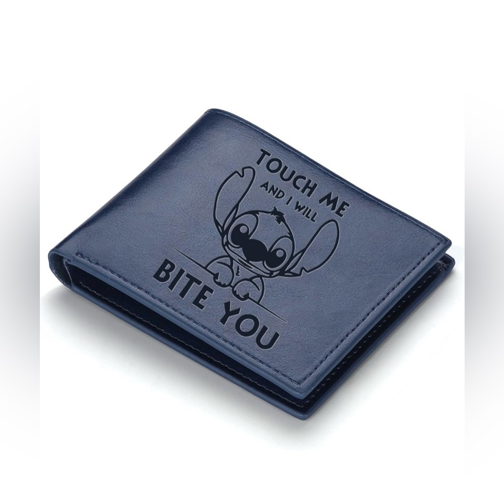 Stitch Leather Wallet Touch Me And I Will Bite You Cartoon Movie Inspire…